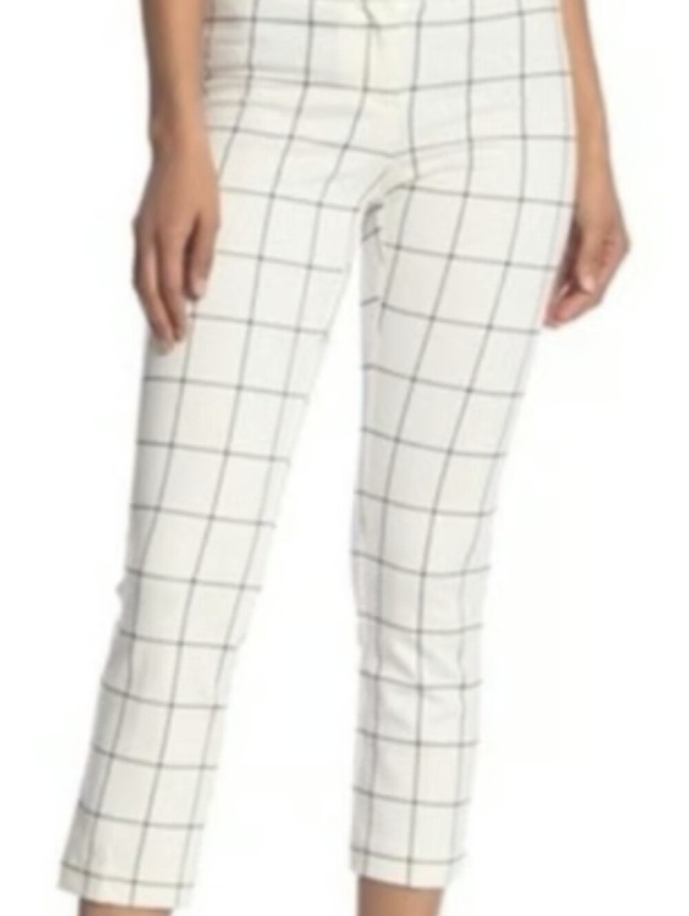 NEW Amanda & Chelsea White Windowpane Plaid Gingham Tapered Ankle Pants Size 16